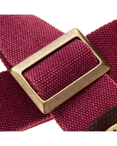 Guitar Strap Bordeaux Cotton And Genuine Leather 5 Cm Twinkle Stripe SC Cotton Washed 