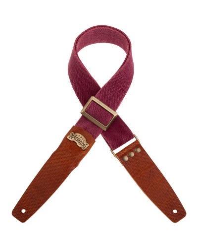 magrabò guitar straps | stripe sc cotton washed bordeaux 5 cm terminals twinkle brown, recta brass buckle