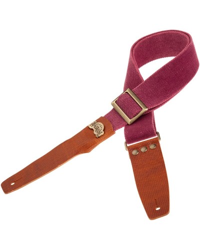 Guitar Strap Bordeaux Cotton And Genuine Leather 5 Cm Twinkle Stripe SC Cotton Washed 