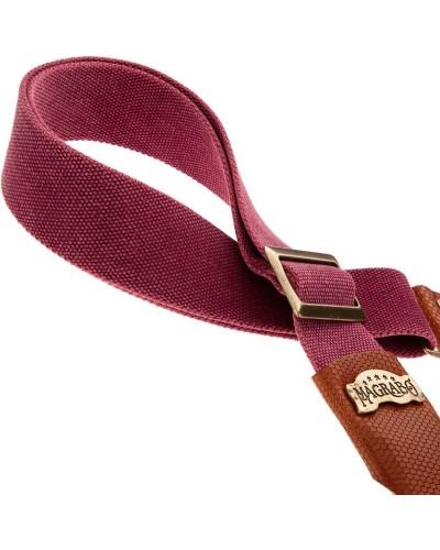 Guitar Strap Bordeaux Cotton And Genuine Leather 5 Cm Twinkle Stripe SC Cotton Washed 