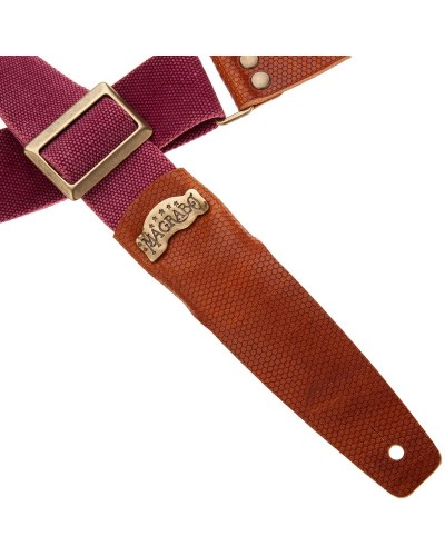 Guitar Strap Bordeaux Cotton And Genuine Leather 5 Cm Twinkle Stripe SC Cotton Washed 