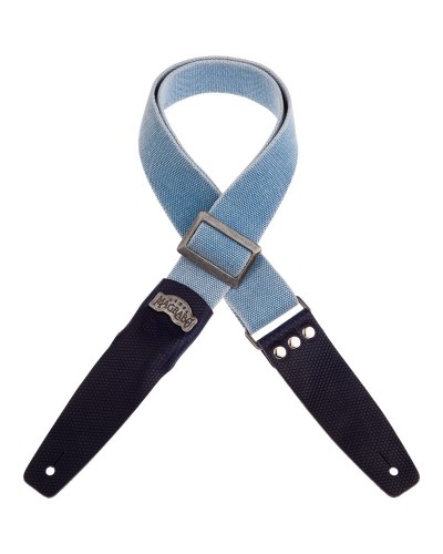 magrabò guitar straps | stripe sc cotton washed celestial 5 cm terminals twinkle blue, recta silver buckle