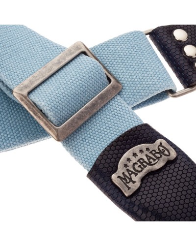 magrabò guitar straps | stripe sc cotton washed celestial 5 cm terminals twinkle blue, recta silver buckle