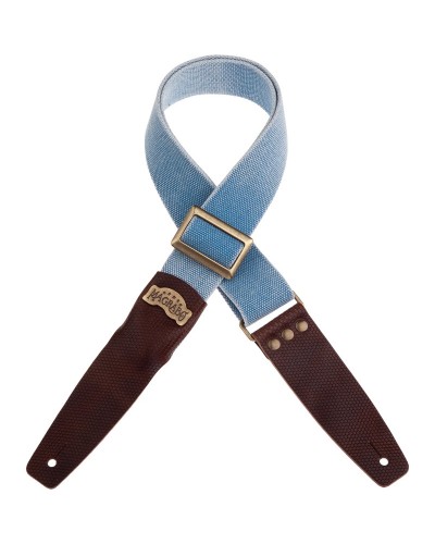 magrabò guitar straps | stripe sc cotton washed celestial 5 cm terminals twinkle dark brown, recta brass buckle