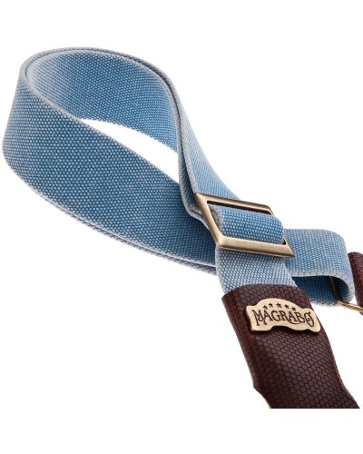 magrabò guitar straps | stripe sc cotton washed celestial 5 cm terminals twinkle dark brown, recta brass buckle