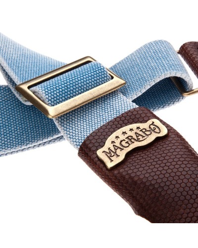 magrabò guitar straps | stripe sc cotton washed celestial 5 cm terminals twinkle dark brown, recta brass buckle