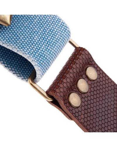 magrabò guitar straps | stripe sc cotton washed celestial 5 cm terminals twinkle dark brown, recta brass buckle