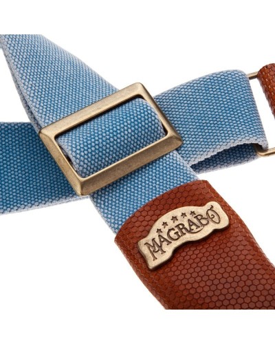 magrabò guitar straps | stripe sc cotton washed celestial 5 cm terminals twinkle brown, recta brass buckle