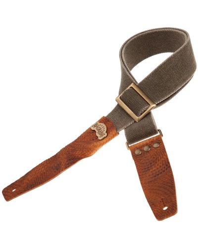 magrabò guitar straps | stripe sc cotton washed olive green 5 cm terminals swivel brown, recta brass buckle