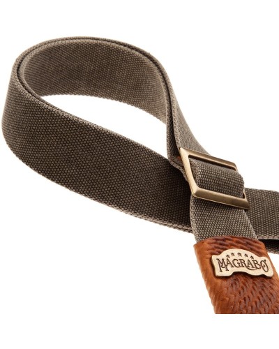 magrabò guitar straps | stripe sc cotton washed olive green 5 cm terminals swivel brown, recta brass buckle