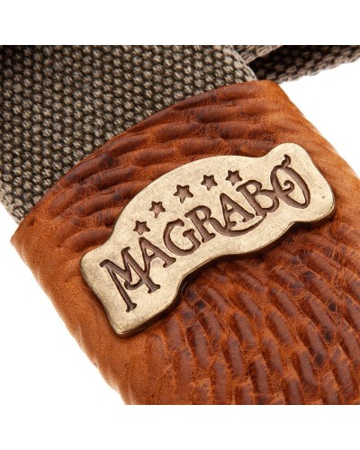 magrabò guitar straps | stripe sc cotton washed olive green 5 cm terminals swivel brown, recta brass buckle