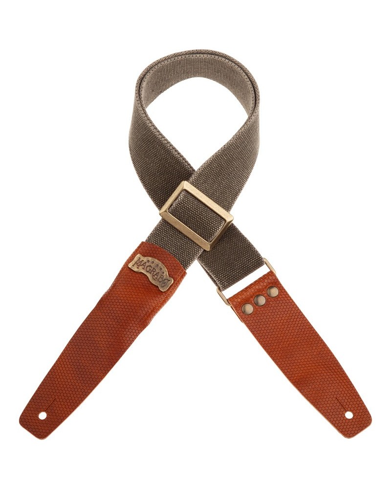 magrabò guitar straps | stripe sc cotton washed olive green 5 cm terminals twinkle brown, recta brass buckle