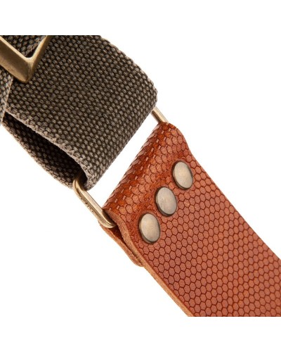 magrabò guitar straps | stripe sc cotton washed olive green 5 cm terminals twinkle brown, recta brass buckle