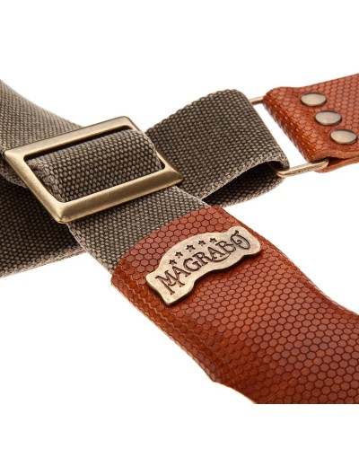 magrabò guitar straps | stripe sc cotton washed olive green 5 cm terminals twinkle brown, recta brass buckle