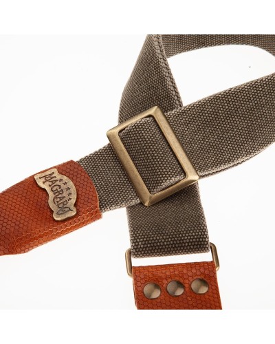 magrabò guitar straps | stripe sc cotton washed olive green 5 cm terminals twinkle brown, recta brass buckle