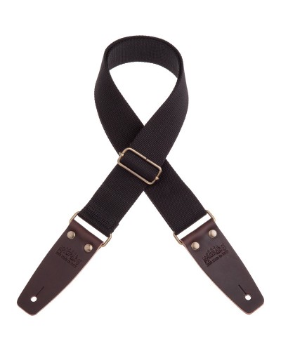 Guitar Strap Black Cotton And Genuine Leather 5 Cm Core Stripe SC Entry 