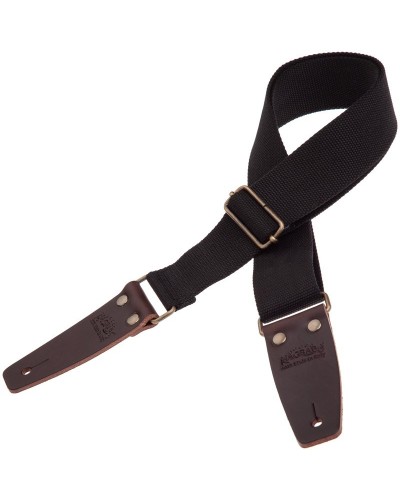 Guitar Strap Black Cotton And Genuine Leather 5 Cm Core Stripe SC Entry 