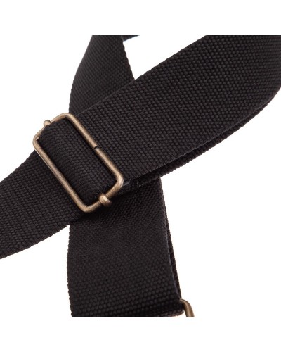 Guitar Strap Black Cotton And Genuine Leather 5 Cm Core Stripe SC Entry 