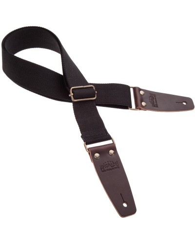 Guitar Strap Black Cotton And Genuine Leather 5 Cm Core Stripe SC Entry 