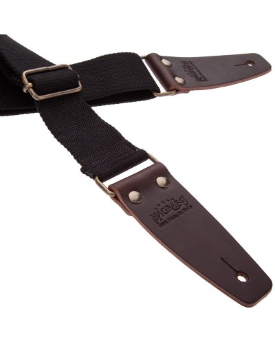 Guitar Strap Black Cotton And Genuine Leather 5 Cm Core Stripe SC Entry 