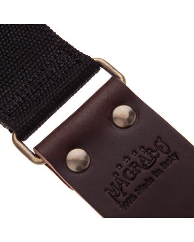 Guitar Strap Black Cotton And Genuine Leather 5 Cm Core Stripe SC Entry 