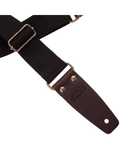 Guitar Strap Black Cotton And Genuine Leather 5 Cm Core Stripe SC Entry 