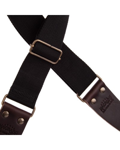 Guitar Strap Black Cotton And Genuine Leather 5 Cm Core Stripe SC Entry 