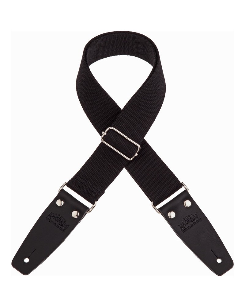 Guitar Strap Black Cotton And Genuine Leather 5 Cm Core Stripe SC Entry 