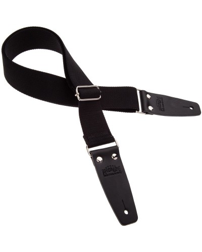 Guitar Strap Black Cotton And Genuine Leather 5 Cm Core Stripe SC Entry 