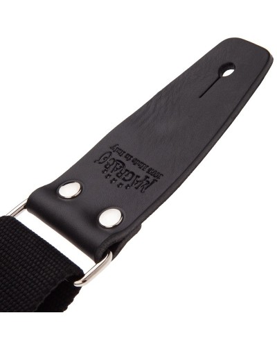 Guitar Strap Black Cotton And Genuine Leather 5 Cm Core Stripe SC Entry 