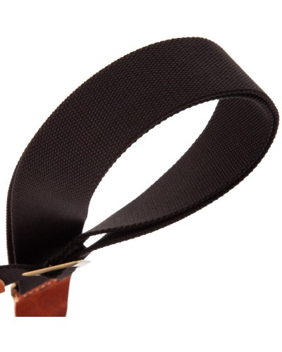 Guitar Strap Black Cotton And Genuine Leather 5 Cm Twinkle Stripe SC Cotton 