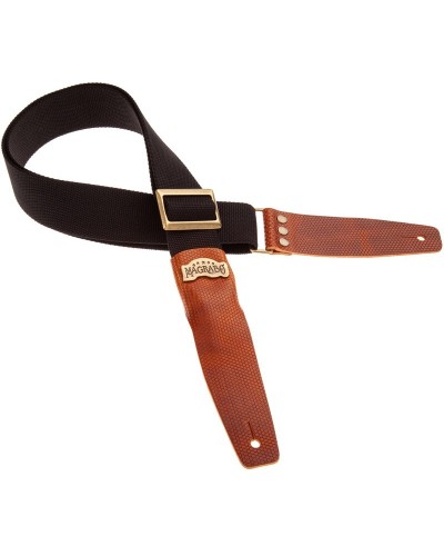 magrabò guitar straps | stripe sc cotton black 5 cm terminals twinkle brown, recta brass buckle