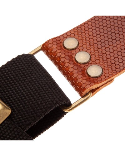 magrabò guitar straps | stripe sc cotton black 5 cm terminals twinkle brown, recta brass buckle