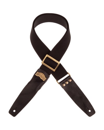 magrabò guitar straps | stripe sc cotton black 5 cm terminals twinkle black, recta brass buckle