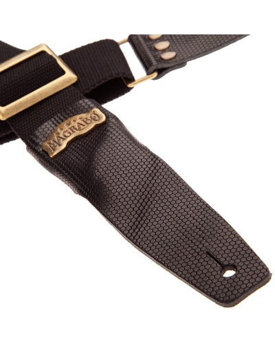 Guitar Strap Black Cotton And Genuine Leather 5 Cm Twinkle Stripe SC Cotton 