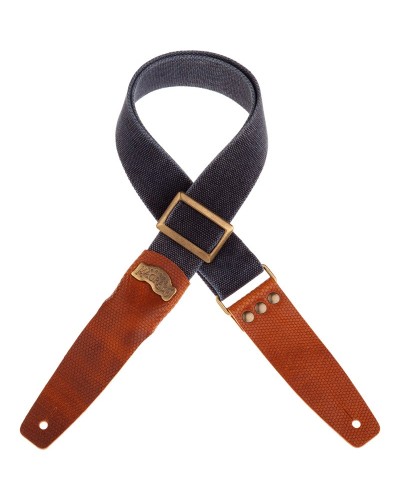 magrabò guitar straps | stripe sc cotton washed blue 5 cm terminals twinkle brown, recta brass buckle