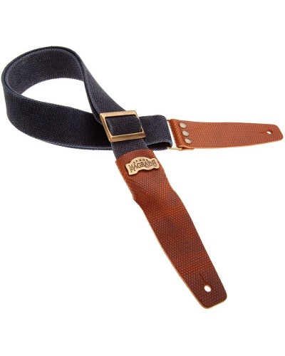 magrabò guitar straps | stripe sc cotton washed blue 5 cm terminals twinkle brown, recta brass buckle