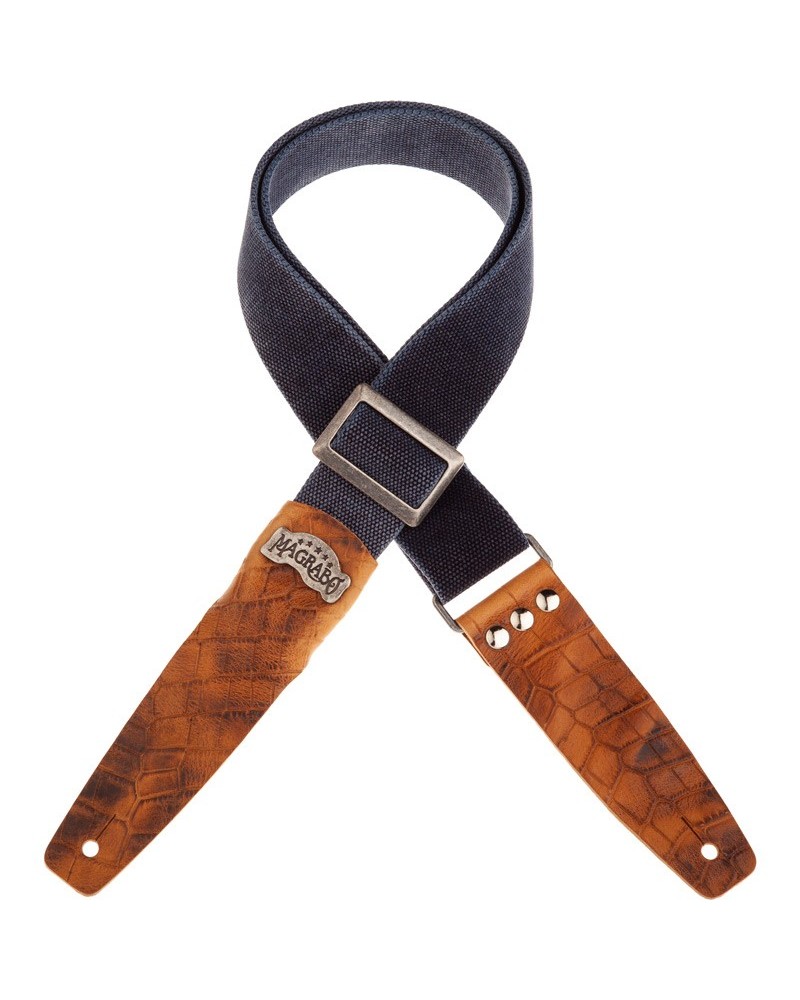 Guitar Strap Ocra Cotton And Genuine Leather 5 Cm Twinkle Stripe SC Cotton WashedOcra Cotton And Genuine Leather 5 Cm Twinkle St