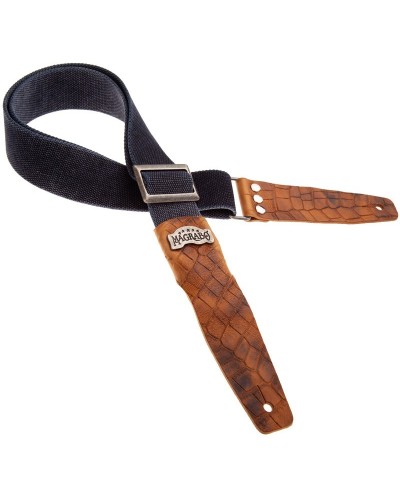 magrabò guitar straps | stripe sc cotton washed blue 5 cm terminals cocco pros brown, recta silver buckle