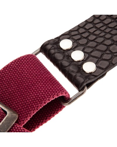 magrabò guitar straps | stripe sc cotton washed bordeaux 5 cm terminals cocco pros black, recta silver buckle