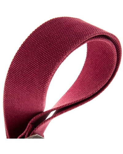 Guitar Strap Bordeaux Cotton And Genuine Leather 5 Cm Embossed Stripe SC Cotton Washed 