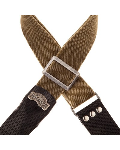 magrabò guitar straps | stripe sc cotton washed olive green 5 cm terminals twinkle black, recta silver buckle