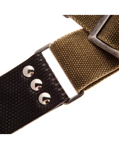 Guitar Strap Green Cotton And Genuine Leather 5 Cm Twinkle Stripe SC Cotton Washed 