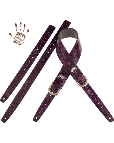 Guitar Strap Violet Certified Vegetable Tanned Leather 7 Cm Round Seurat Twin Buckle TC Embossed 