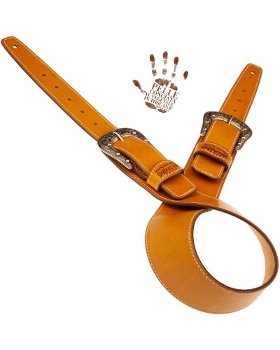 Tracolla per Chitarra e Basso Giallo Vera Pelle Conciata Al Vegetale 7 Cm Sun Twin Buckle TS Core 