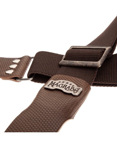 Guitar Strap Brown Cotton And Genuine Leather 5 Cm Twinkle Stripe SC Cotton 