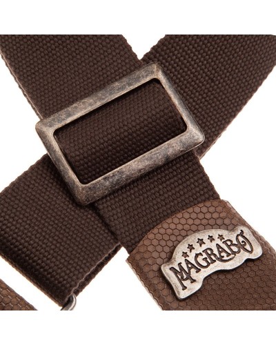 Guitar Strap Brown Cotton And Genuine Leather 5 Cm Twinkle Stripe SC Cotton 