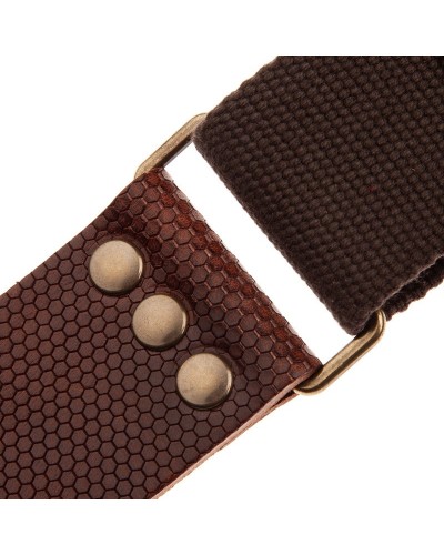 Guitar Strap Brown Cotton And Genuine Leather 5 Cm Twinkle Stripe SC Cotton 