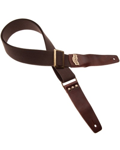 Guitar Strap Brown Cotton And Genuine Leather 5 Cm Twinkle Stripe SC Cotton 