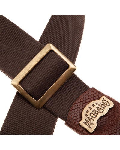 Guitar Strap Brown Cotton And Genuine Leather 5 Cm Twinkle Stripe SC Cotton 